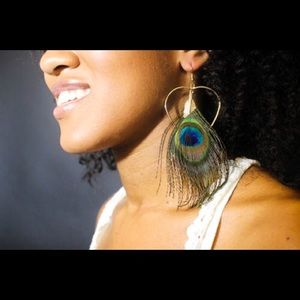 Peacock feather earrings